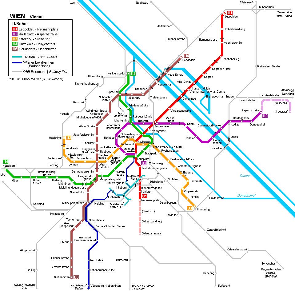 Vienna Austria underground map - Vienna metro map hauptbahnhof (Austria)
