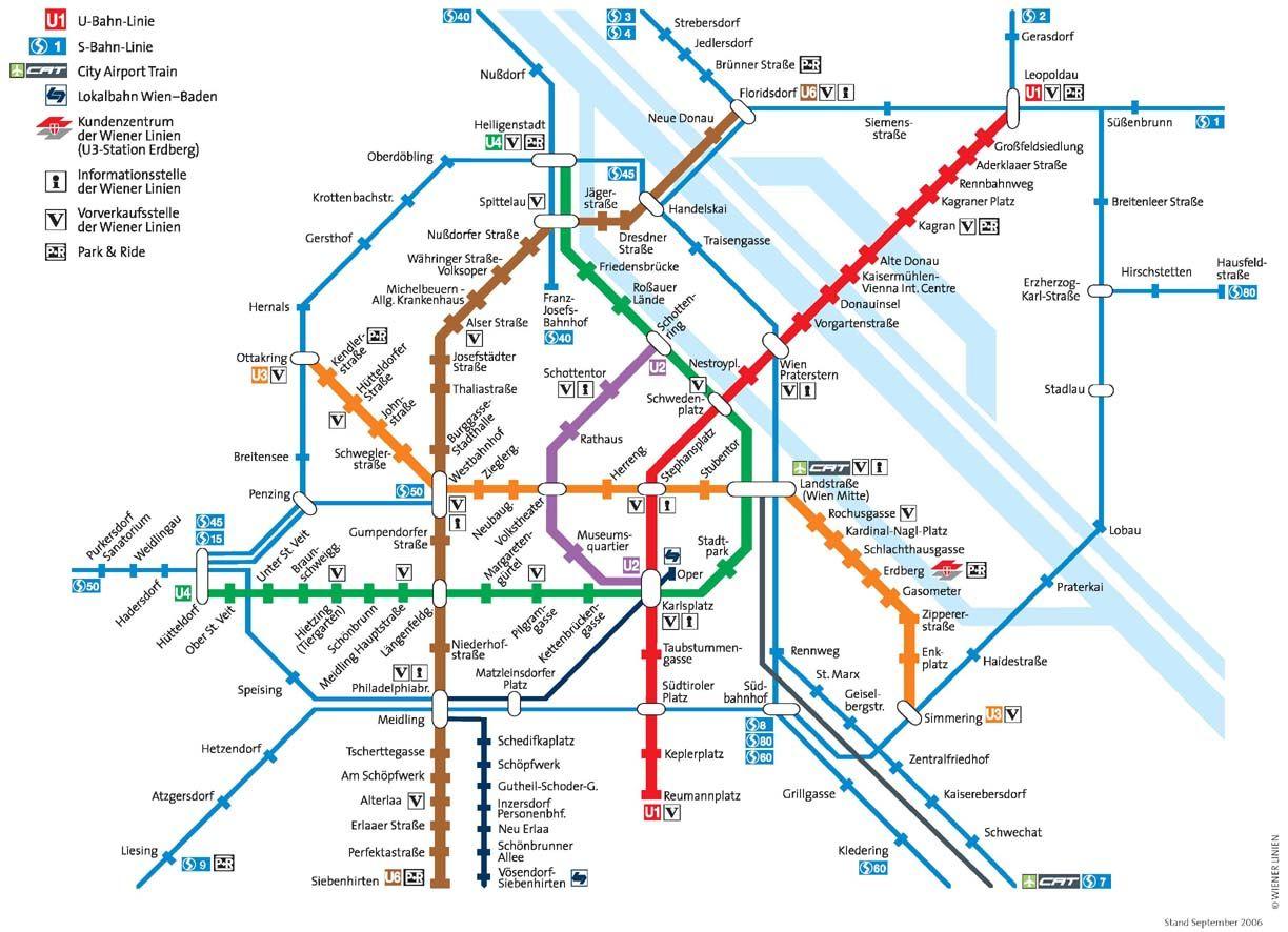 Vienna subway map - Vienna Austria metro map (Austria)