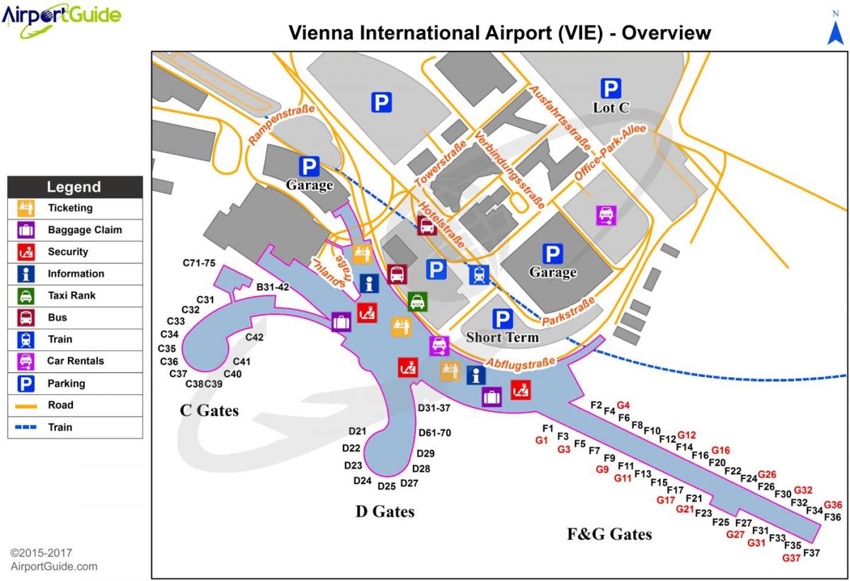Map of Vienna airport destination
