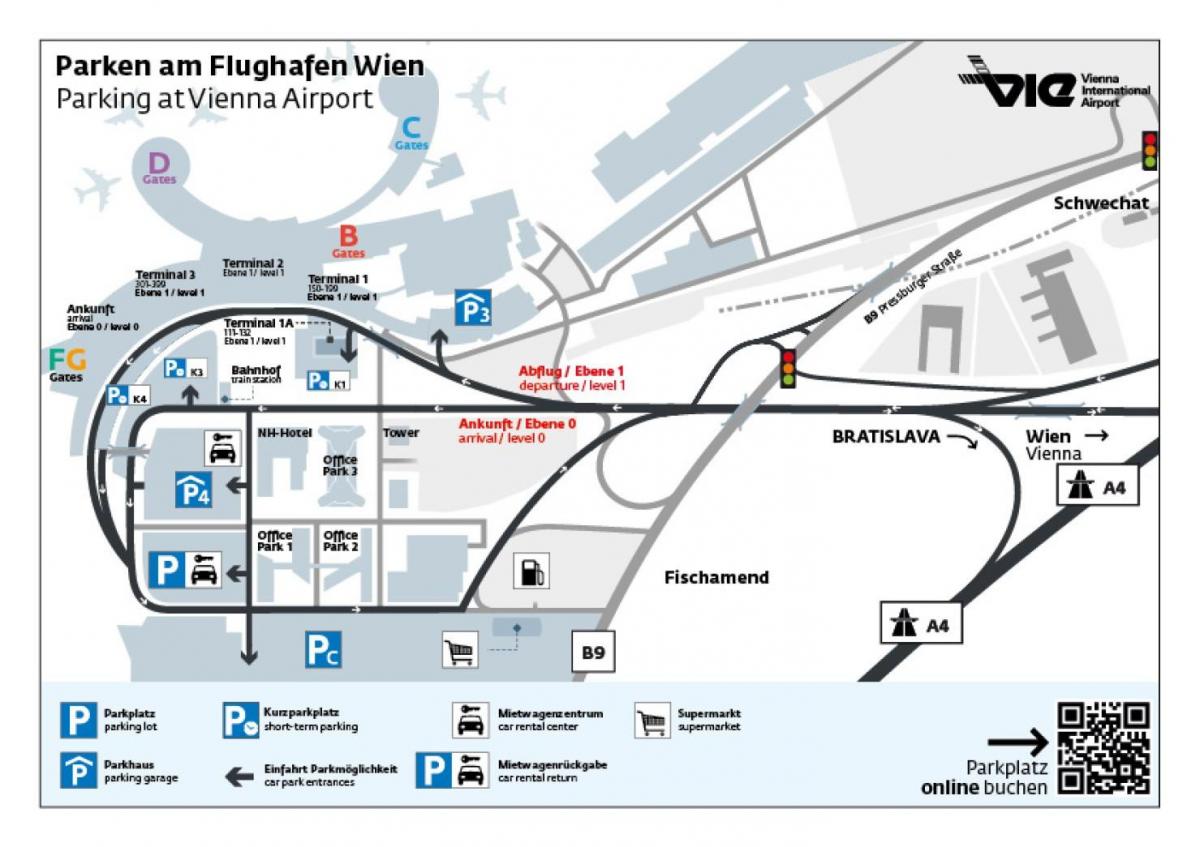 Map of Vienna airport parking