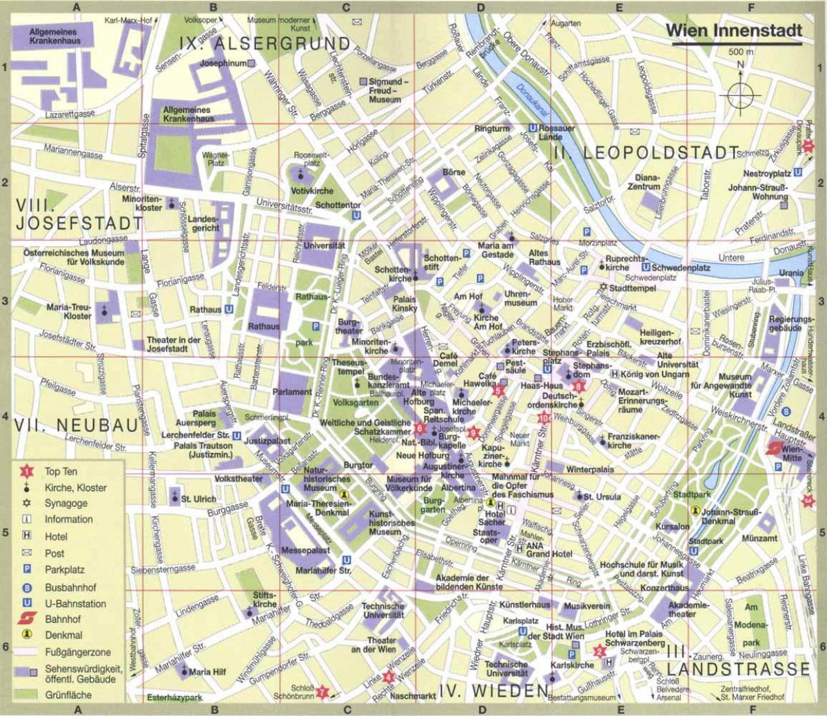 Vienna city tourist map
