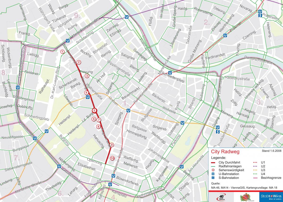 Vienna cycling map