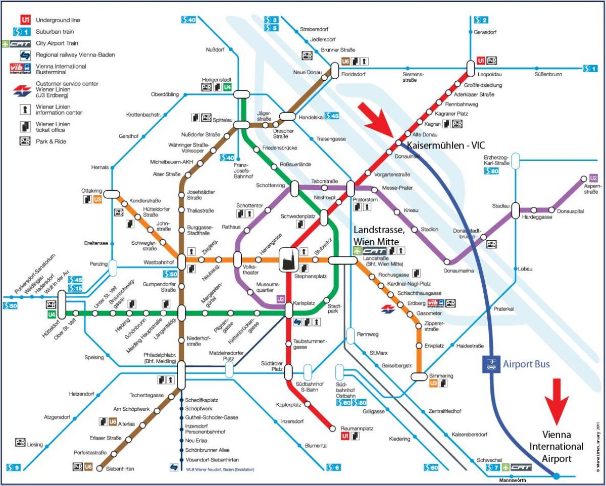 Map of Wien mitte station